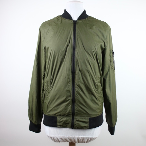Forever 21 Other - Forever 21 Men’s Green Bomber Jacket Orange Pocket